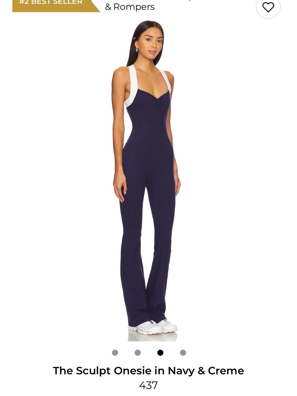 Sculpt Fit Jumpsuit in Navy with Creme Straps